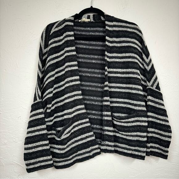 Madewell Grey Striped Slouchy Cardigan Sweater Womens Xs/S Oversized Boxy Boho - Picture 1 of 9